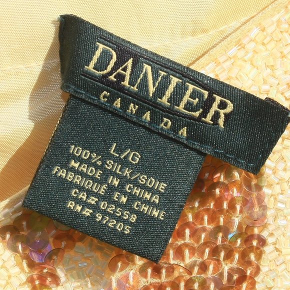 Danier Sleeveless Silk Sequined Top Leather Shell Top Women's Large - Picture 4 of 4